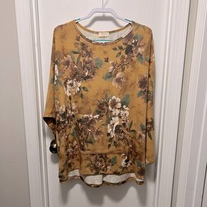 Be Stage 3X Dolman sleeve shirt with pocket- mustard NWOT